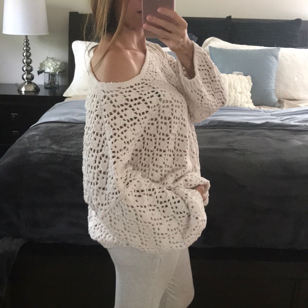 LAST  Trellis Off White Chenille Pullover - Picture 2 of 8